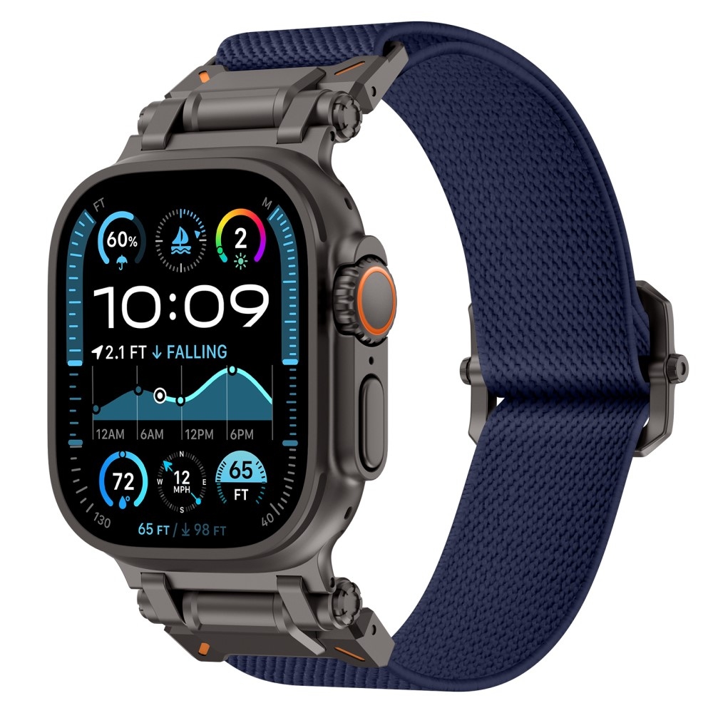 Metal nylonový remienok na Apple Watch Ultra/Ultra 2 49mm/SE/SE 2022/2023 44mm/10 46mm/9/8/7 45mm/6/5/4 44mm/3/2/1 42 mm - modrý