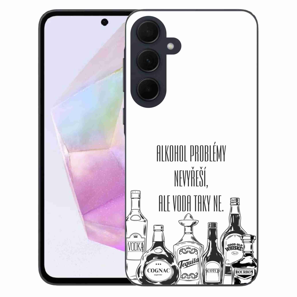 Gélový kryt mmCase na Samsung Galaxy A35 5G - vtipný text biele pozadie