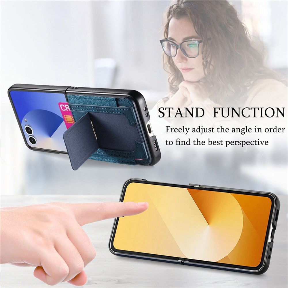 Luxurious plastový kryt s umelou kožou na Samsung Galaxy Z Flip7 5G - modrý