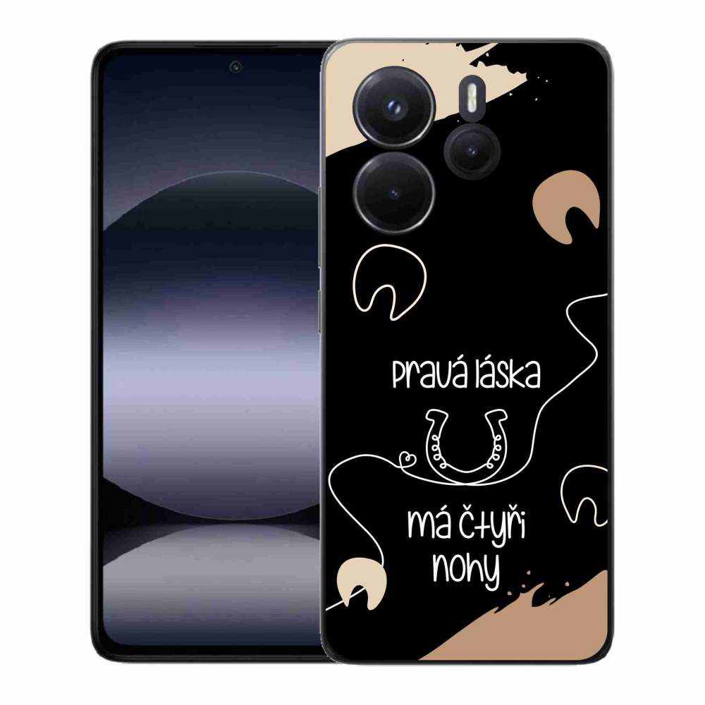 Gélový kryt mmCase na Xiaomi Redmi Note 14 - konský motív čierne pozadie