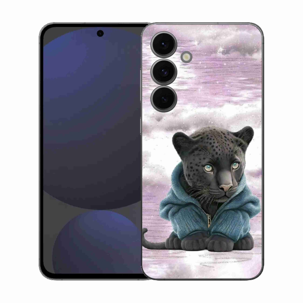 Gélový kryt mmCase na Samsung Galaxy S25 FE - čierny panter vo svetri