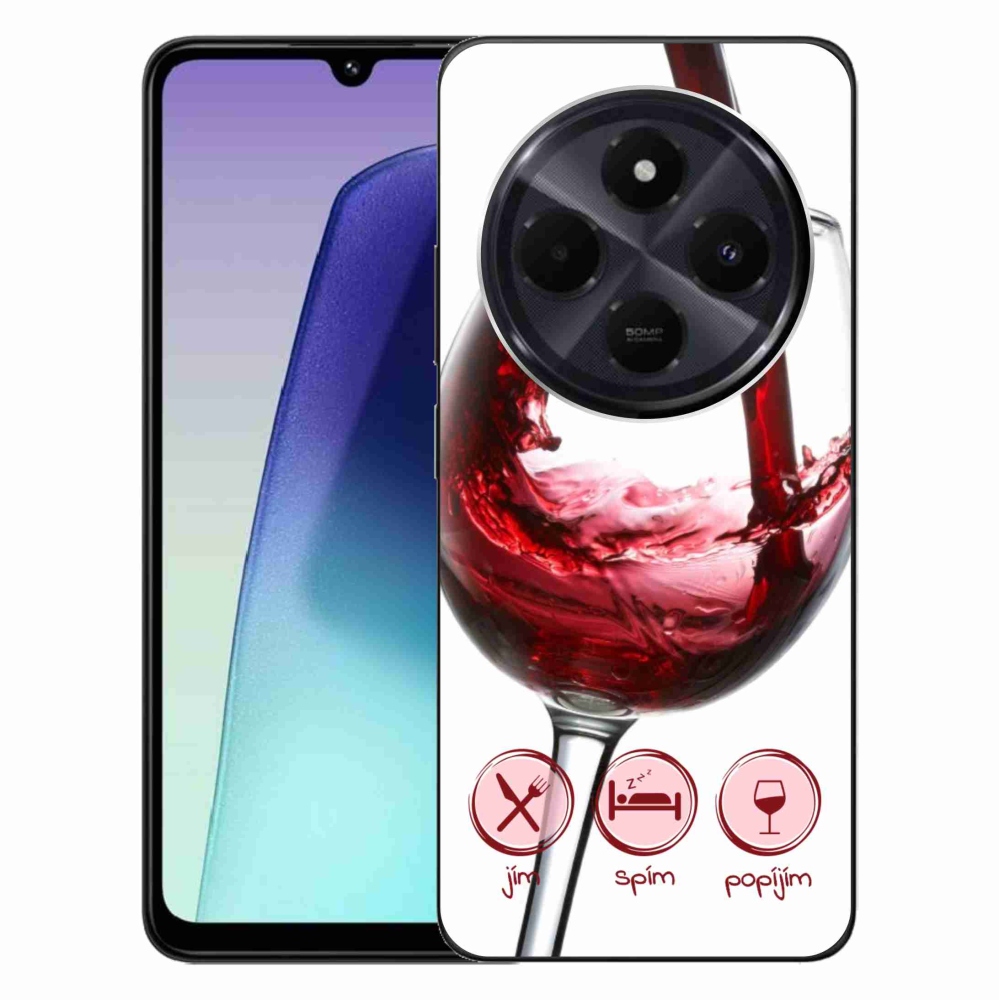 Gélový obal mmCase na Xiaomi Redmi 14C/Poco C75 - pohár vína červené