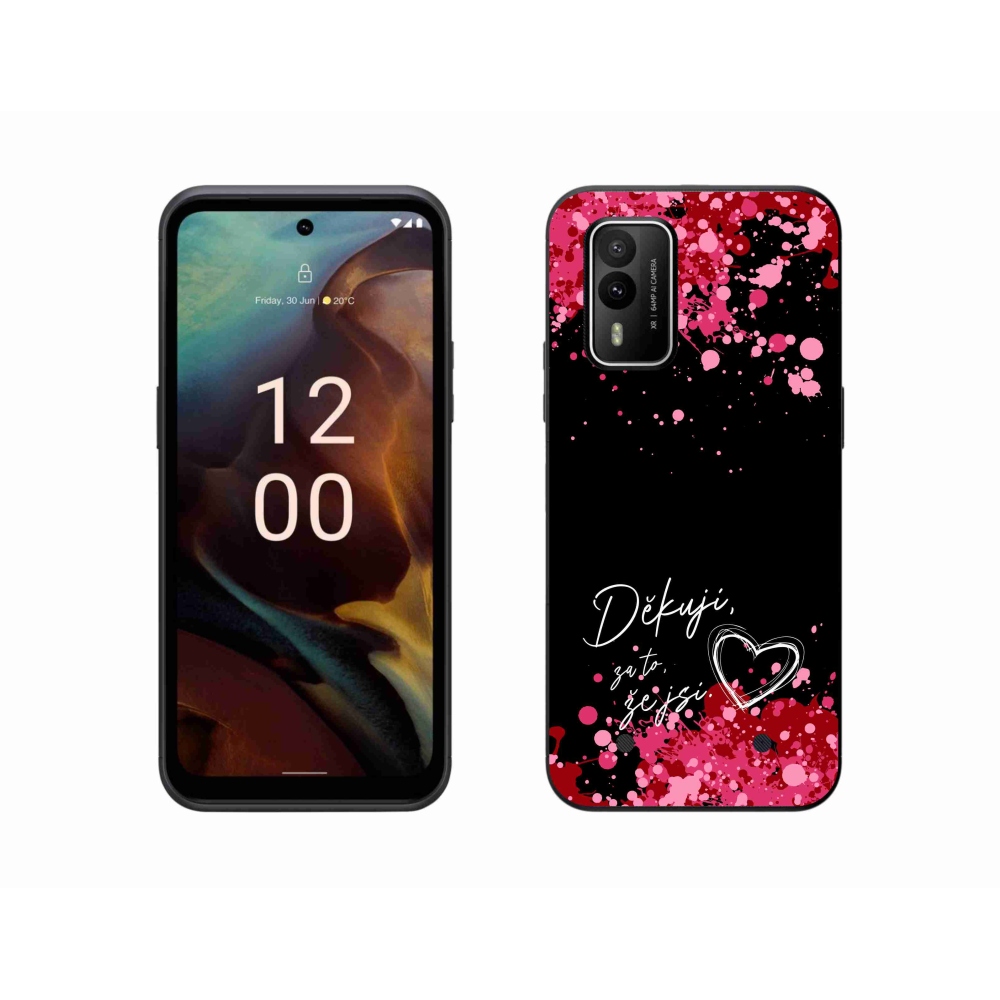 Gélový kryt mmCase na Nokia XR21 - zamilovaný text 2 čierne pozadie
