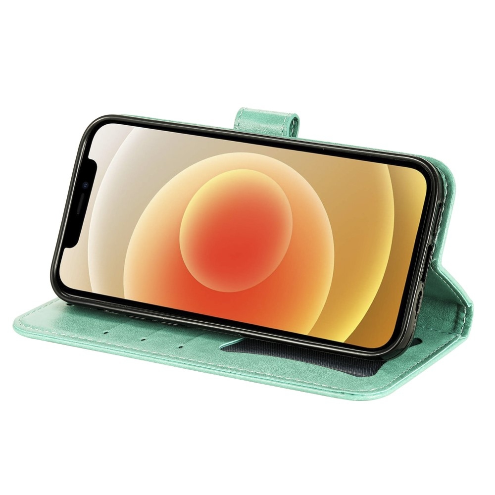 Floral knižkové puzdro na Realme 14 5G - modrozelené