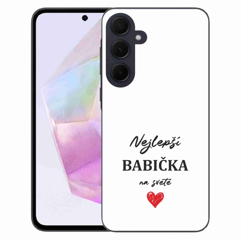 Gélový kryt mmCase na Samsung Galaxy A35 5G - najlepšia babička 1 biele pozadie