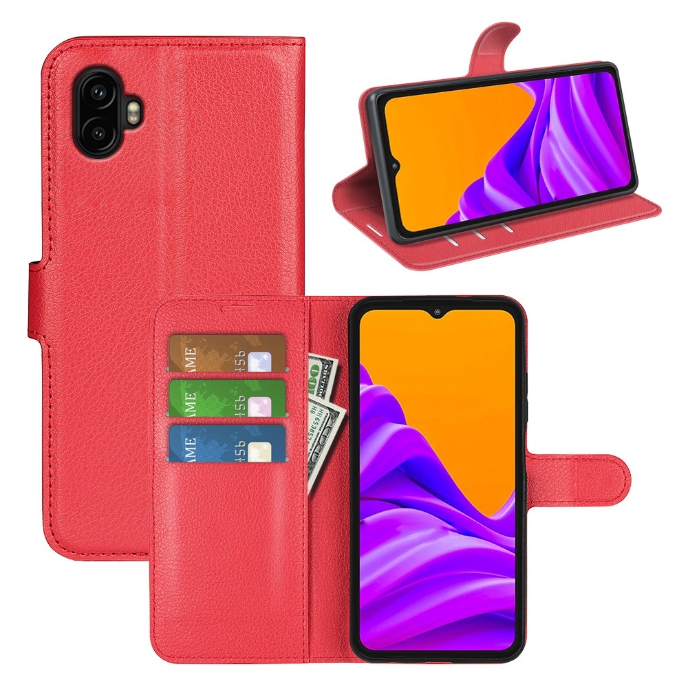 Litchi knižkové púzdro na Samsung Galaxy Xcover 7 Pro - červené