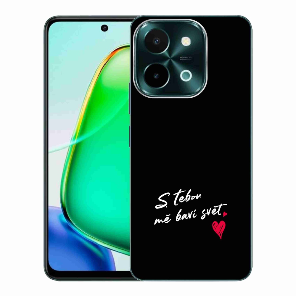 Gélový kryt mmCase na Vivo Y28 - zamilovaný text 1 čierne pozadie