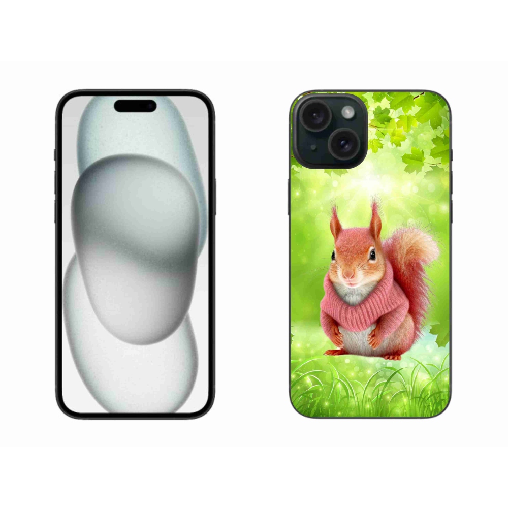 Gélový kryt mmCase na iPhone 15 Plus - veverička vo svetri