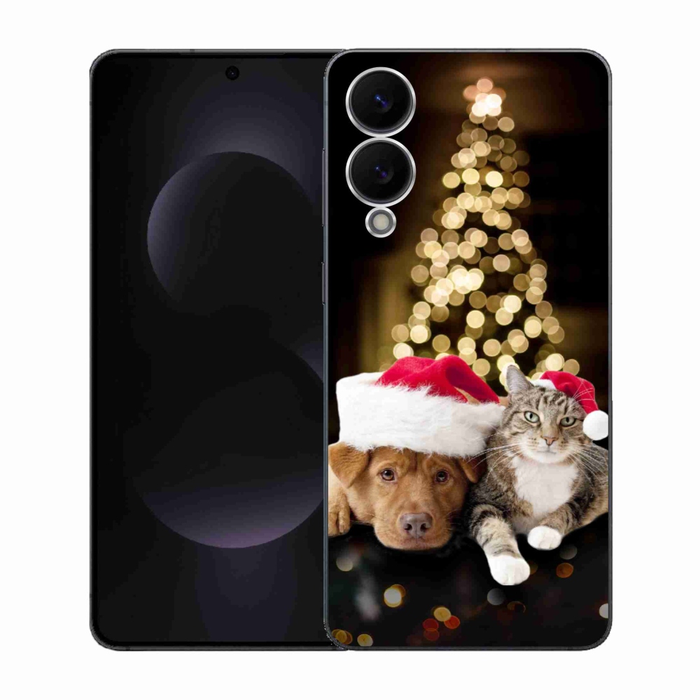 Gélový kryt mmCase na Samsung Galaxy S25 Edge - vianočný pes a mačka