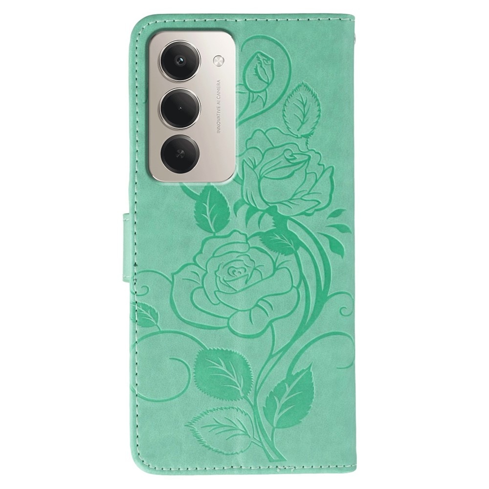 Roses knižkové puzdro na Xiaomi Redmi 15 5G - modrozelené