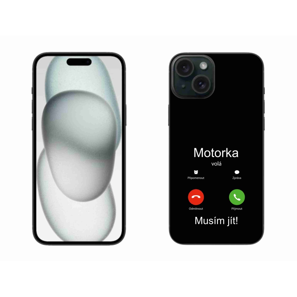 Gélový kryt mmCase na iPhone 15 Plus - motorka volá čierne pozadie