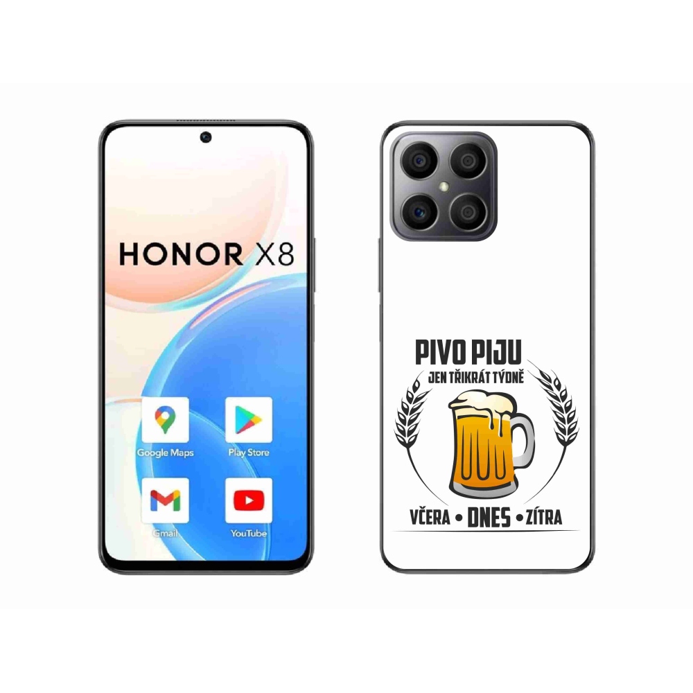 Gélový kryt mmCase na Honor X8 4G - pivný motív biele pozadie