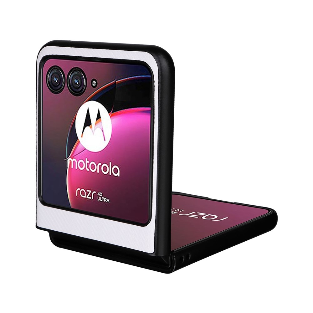Textúry plastový kryt s umelou kožou na Motorola Razr 40 Ultra 5G - biely