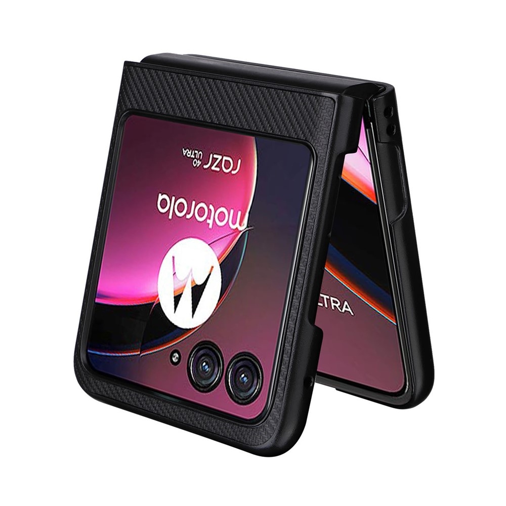 Textúry plastový kryt s umelou kožou na Motorola Razr 40 Ultra 5G - čierny