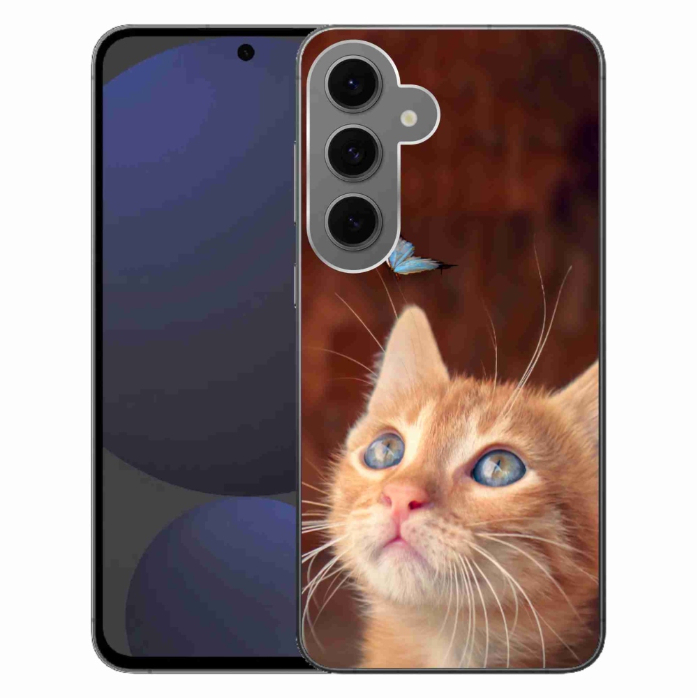 Gélový kryt mmCase na Samsung Galaxy S24 FE - motýľ a mačiatko