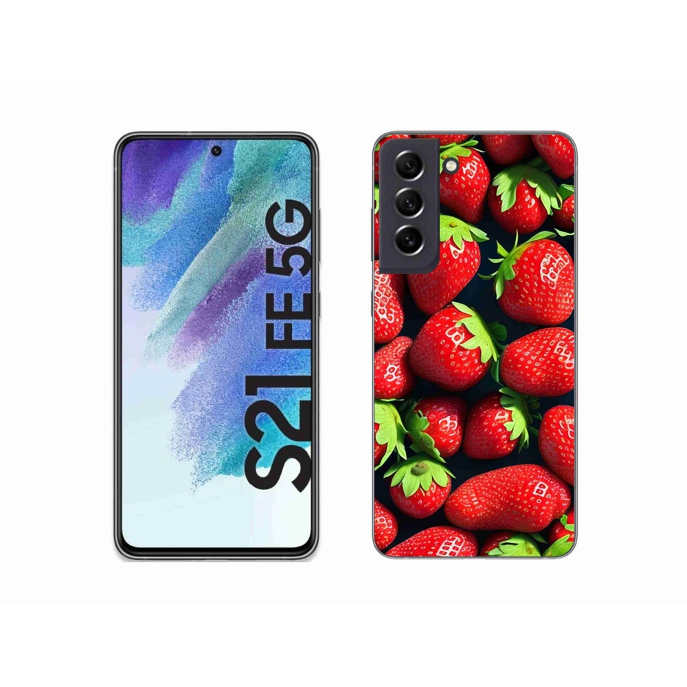 Gélový kryt mmCase na Samsung Galaxy S21 FE 5G - jahody