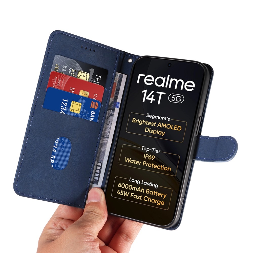 Curved knižkové puzdro na Realme 14 5G/14T 5G - modré