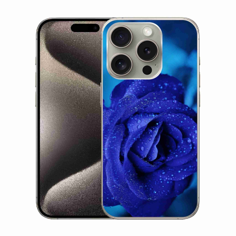 Gélový obal mmCase na iPhone 15 Pro - modrá ruža