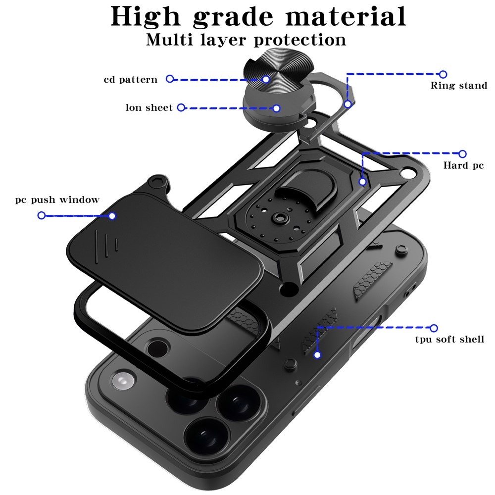 Ring odolný kryt na iPhone 17 Pro - čierny