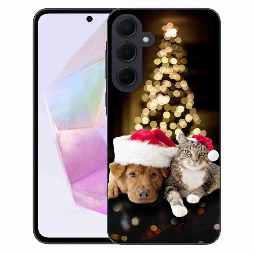 Gélový kryt mmCase na Samsung Galaxy A35 5G - vianočný pes a mačka