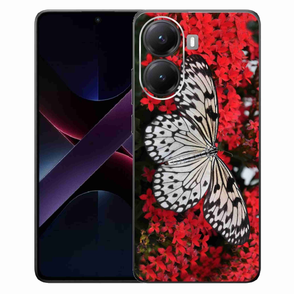 Gélový kryt mmCase na Xiaomi Poco X7 Pro 5G - čiernobiely motýľ 1