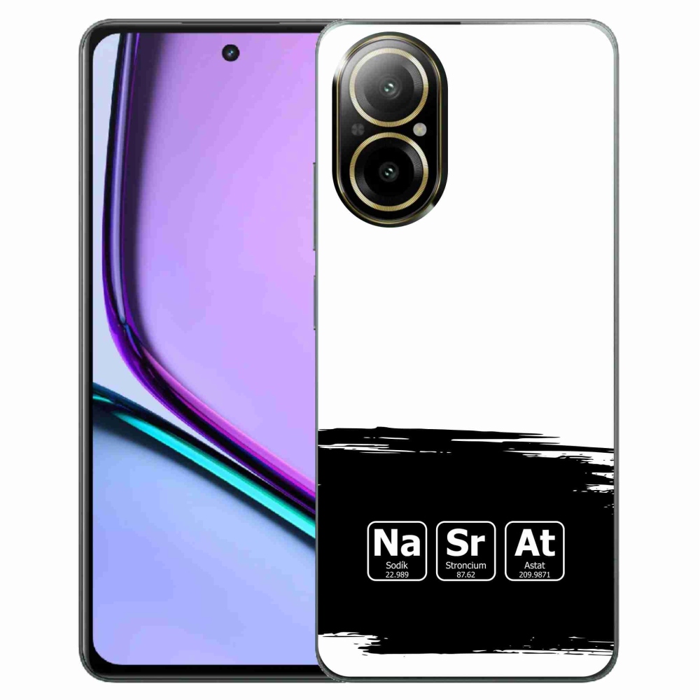 Gélový kryt mmCase na Realme C67 - chemické prvky čiernobiele pozadie