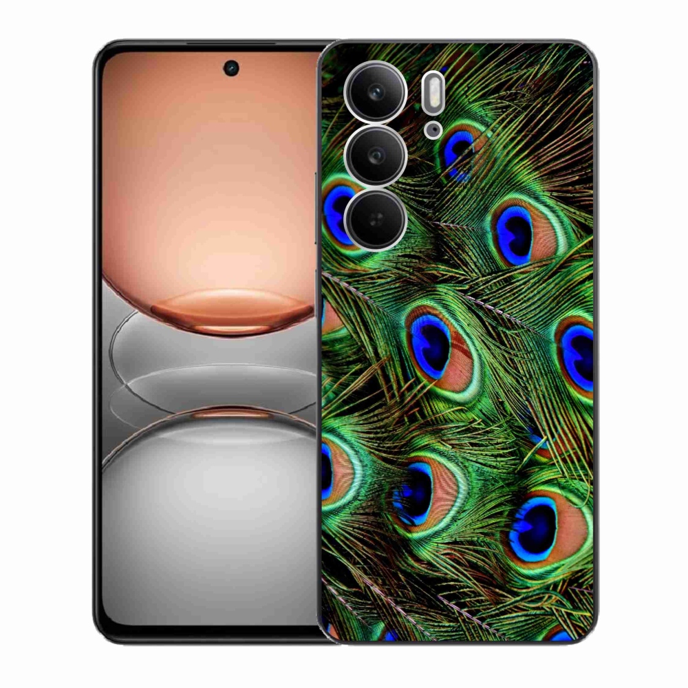 Gélový kryt mmCase na Realme C75 - pávie perie