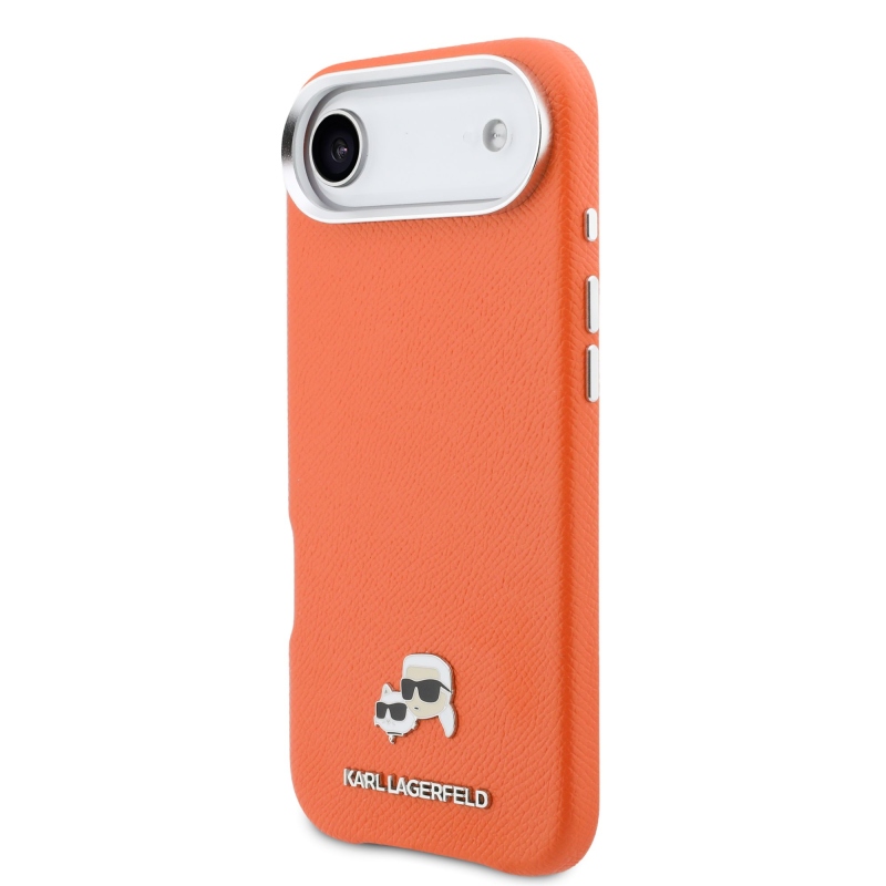 Karl Lagerfeld PU Karl and Choupette Heads Pins MagSafe zadný kryt pre iPhone Air Orange
