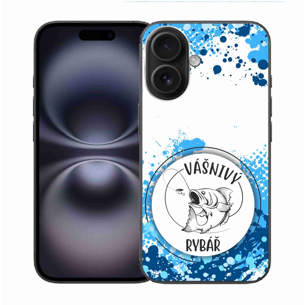 Gélový kryt mmCase na iPhone 16 - vášnivý rybár biele pozadie