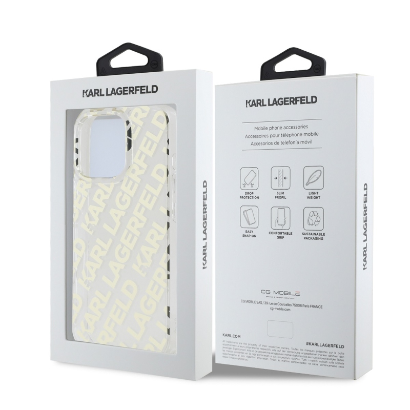 Karl Lagerfeld IML Electroplated Repeated Logo Zadný Kryt pre iPhone 16 Pro Gold
