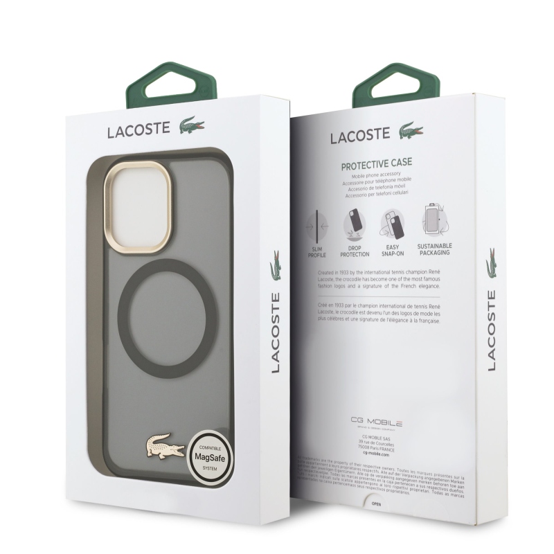 Lacoste PC/TPU matný povrch Gold Logo MagSafe zadný kryt pre iPhone 17 Black