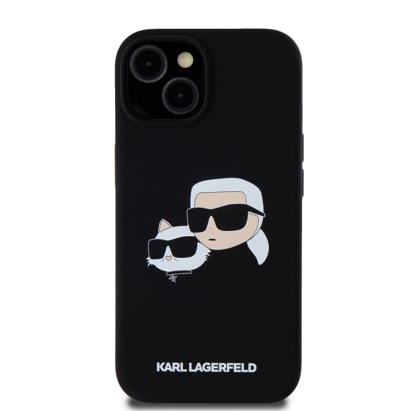 Karl Lagerfeld Liquid Silicone Double Heads Magsafe Zadný Kryt pre iPhone 15 Black