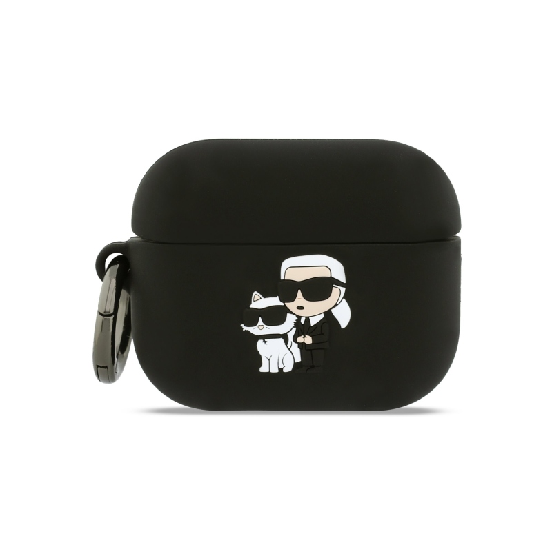 Karl Lagerfeld 3D Logo NFT Karl and Choupette Silikónové Puzdro pre AirPods Pro 3 Black