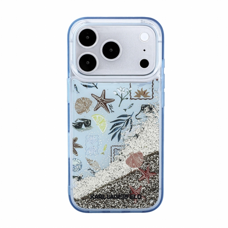 Karl Lagerfeld Liquid Glitter Beach zadný kryt pre iPhone 18 Pro Max, modrý