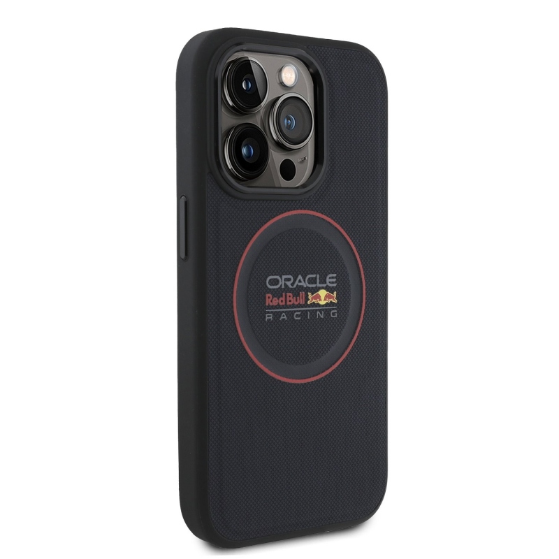 Red Bull PU kožený zadný kryt Red Ring MagSafe pre iPhone 13 Pro Navy