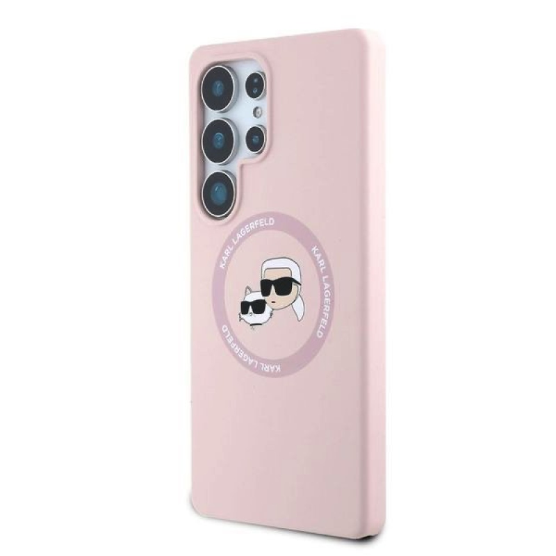Karl Lagerfeld Liquid Silicone K&CH Heads MagSafe Zadný Kryt pre Samsung Galaxy S25 Ultra Pink