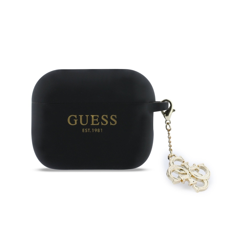 Guess 4G Charm Silikónové puzdro pre AirPods Pro 3 Black