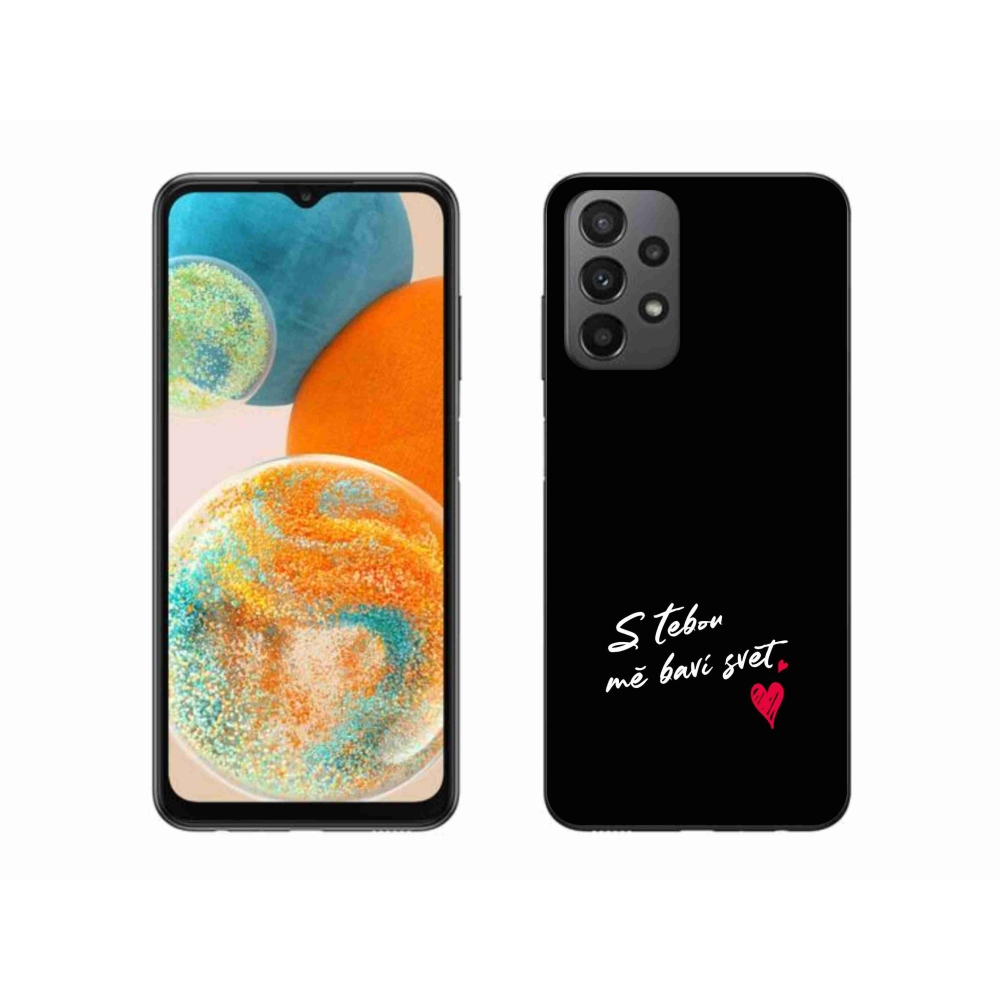Gélový kryt mmCase na Samsung Galaxy A23 4G/5G - zamilovaný text 1 čierne pozadie