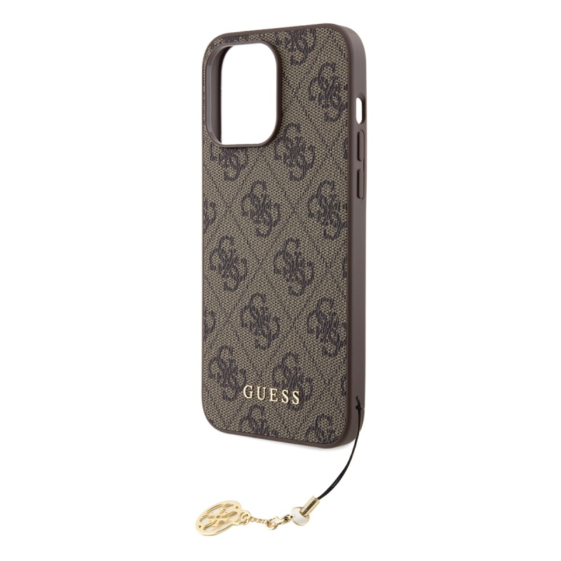 Guess 4G Charm Zadný Kryt pre iPhone 15 Pro Max Tone on Tone Brown