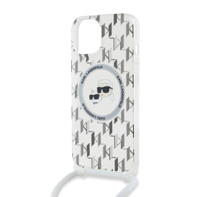 Karl Lagerfeld IML Monogram Crossbody K&CH Heads MagSafe Zadný Kryt pre iPhone 15 Transparent