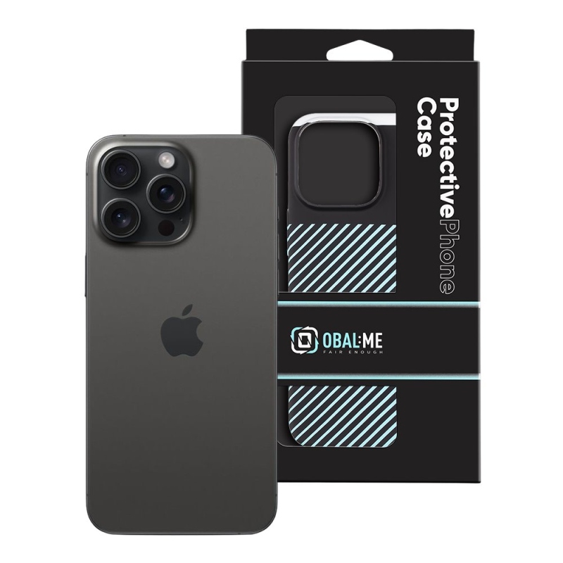 OBAL:ME Flossy Stripes Kryt pre Apple iPhone 15 Pro Max Black/Sky Blue