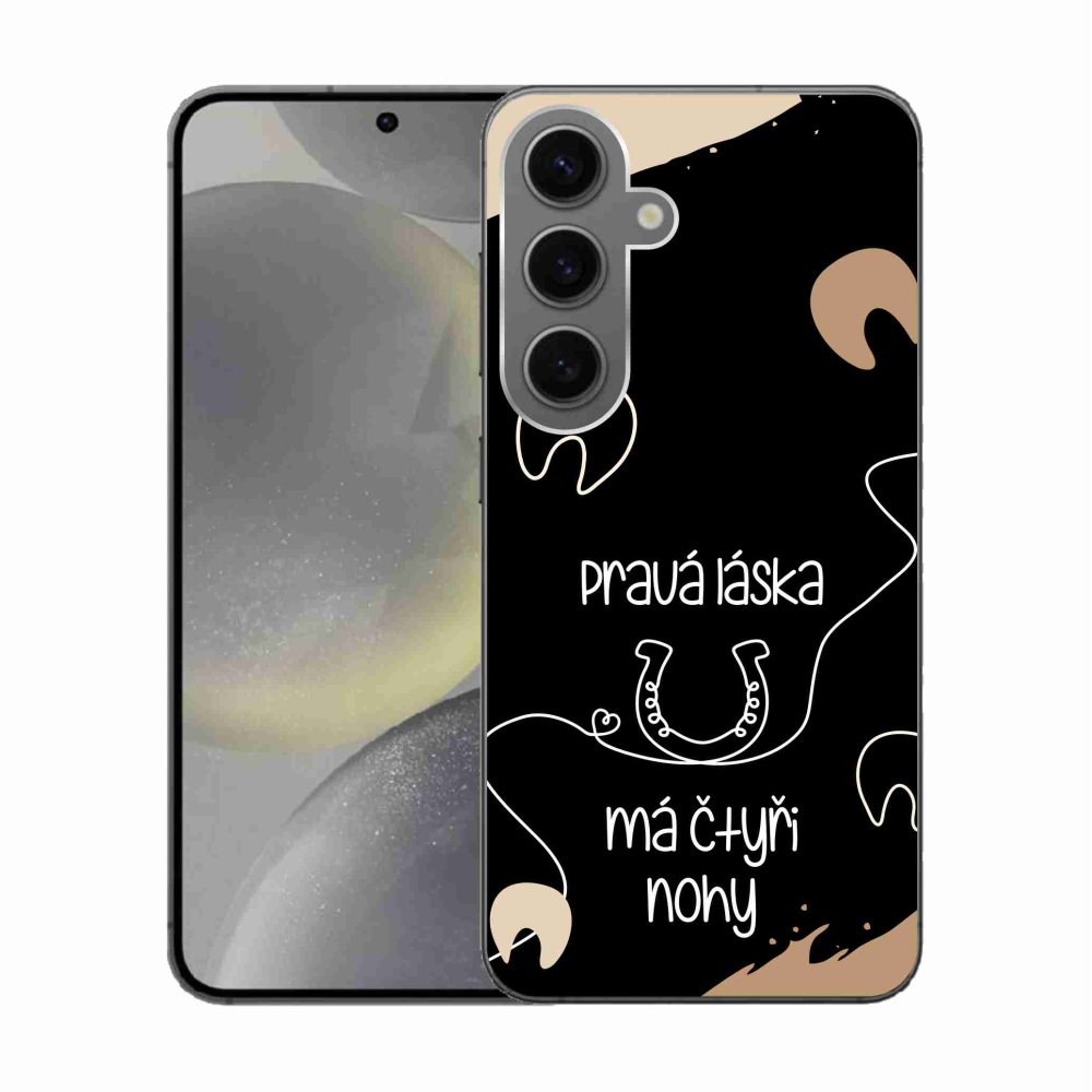 Gélový kryt mmCase na Samsung Galaxy S24 - konský motív čierne pozadie