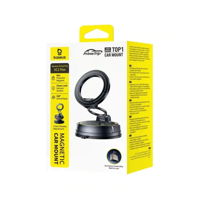 Baseus VC2 Flex – magnetický držiak do auta s prísavkou, farba Cosmic Black
