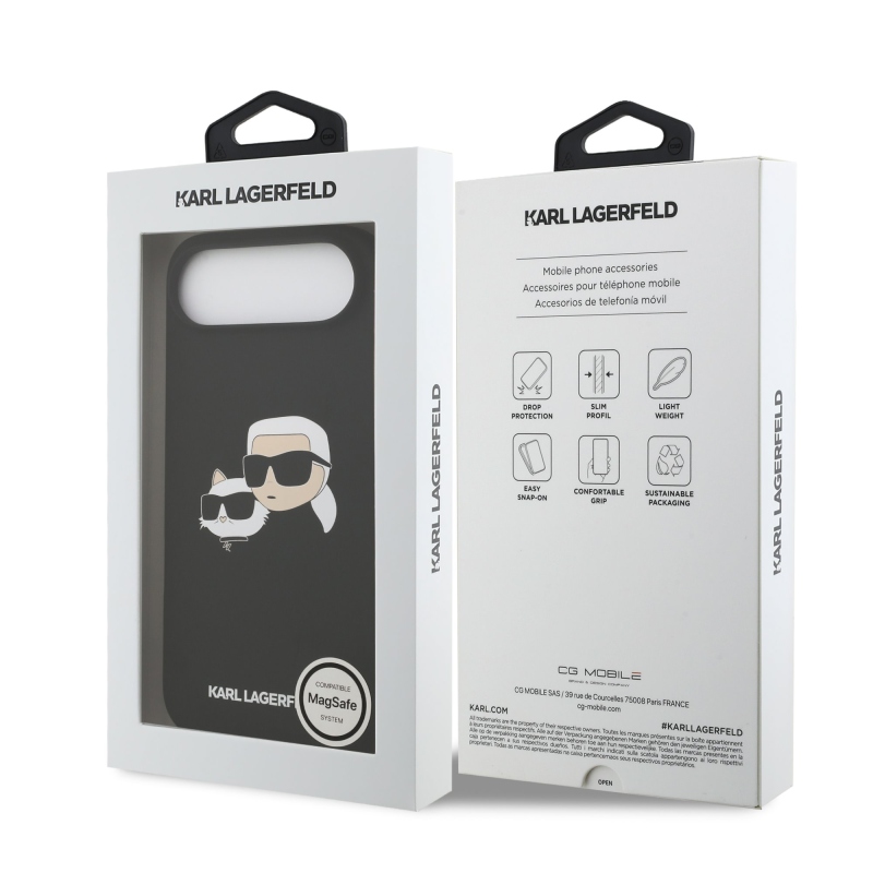 Karl Lagerfeld Liquid Silicone Double Heads MagSafe zadný kryt pre iPhone 17 Air Black
