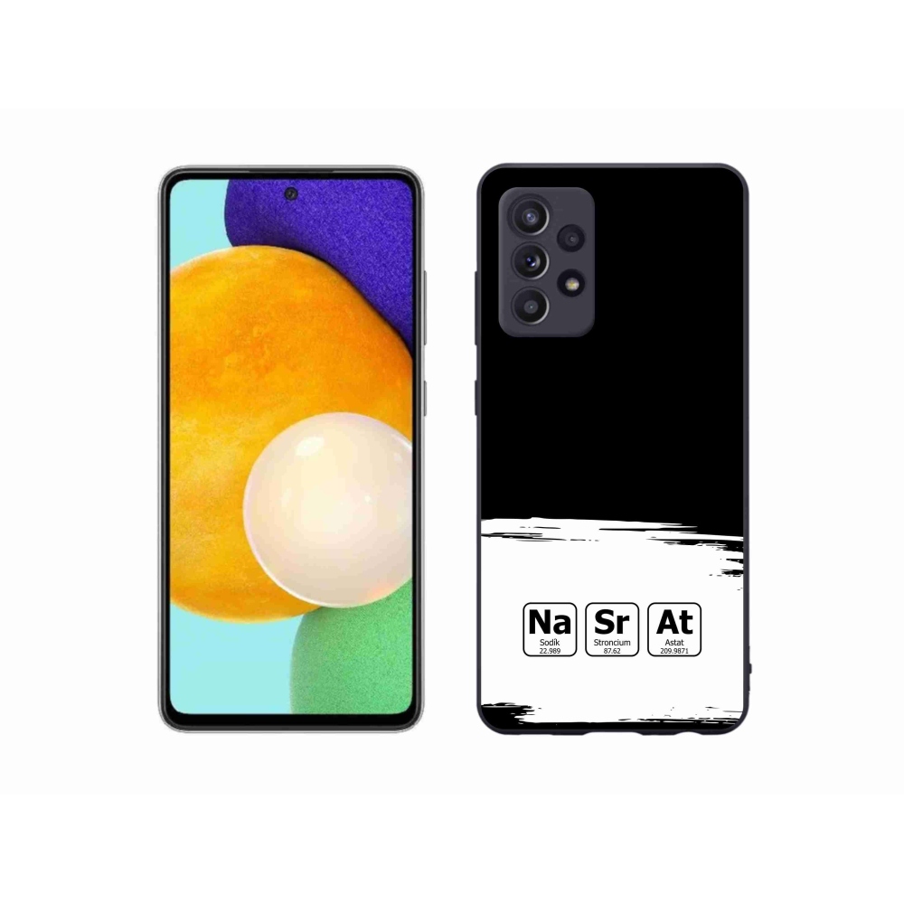 Gélový kryt mmCase na Samsung Galaxy A52s 5G - chemické prvky bieločierne pozadie