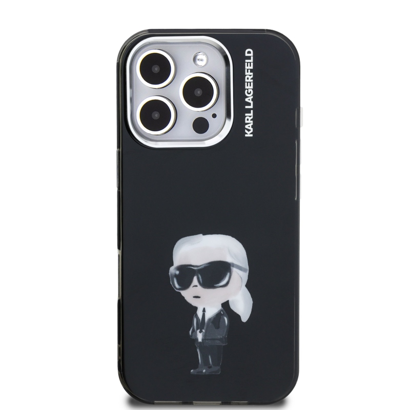 Karl Lagerfeld IML Aquarelle Karl Zadní Kryt pro iPhone 16 Pro Max Black