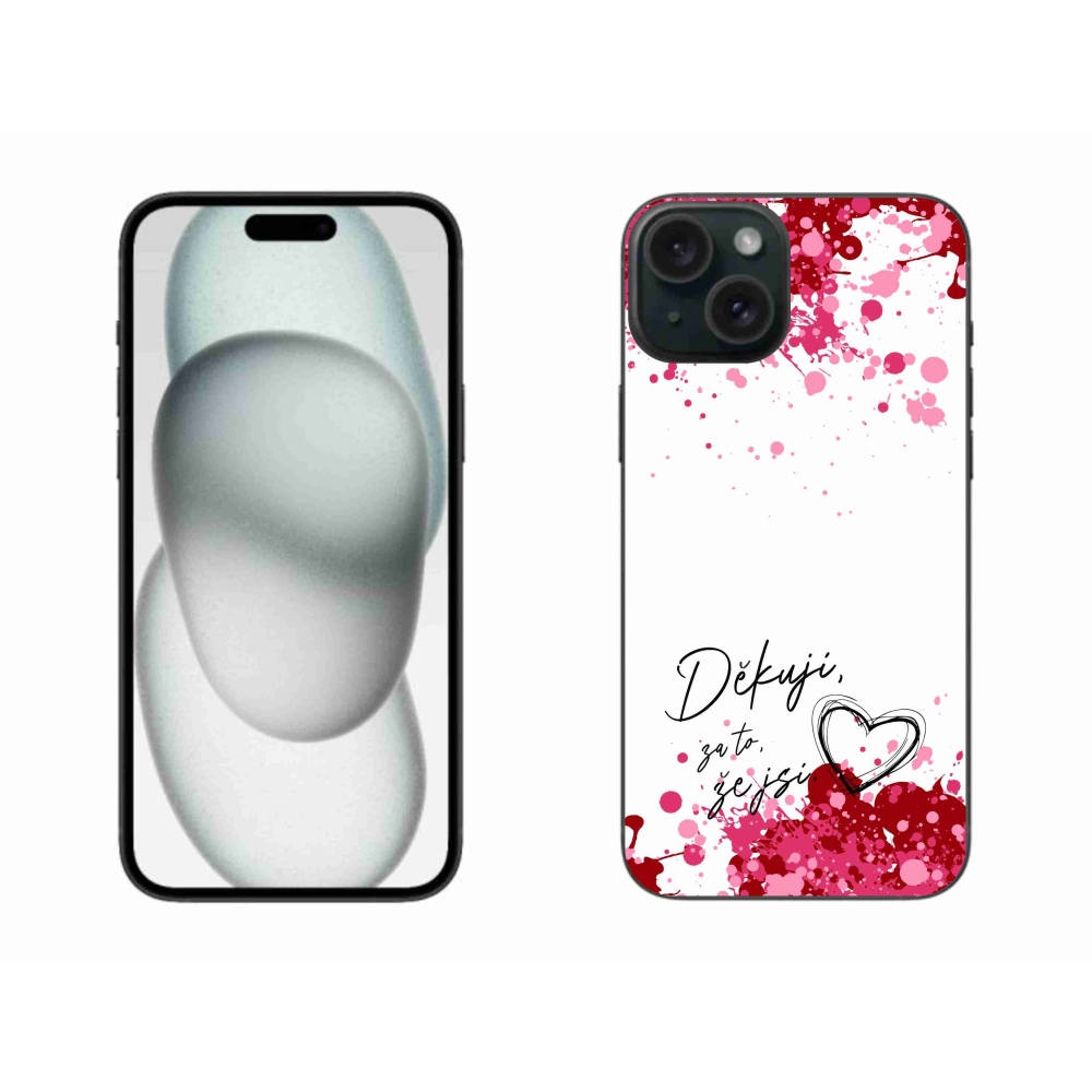 Gélový kryt mmCase na iPhone 15 Plus - zamilovaný text 2 biele pozadie