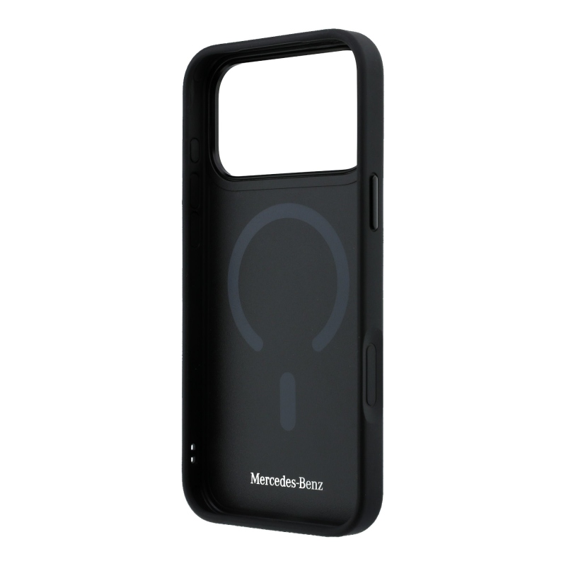 Mercedes PU kožený 3D zadný kryt MagSafe pre iPhone 17 Pro Black