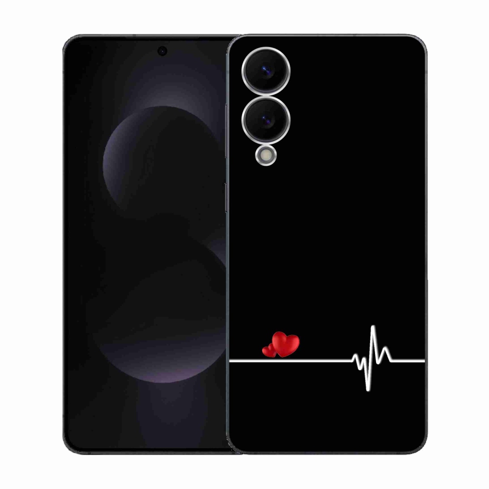 Gélový kryt mmCase na Samsung Galaxy S25 Edge - srdce a tep čierne pozadie