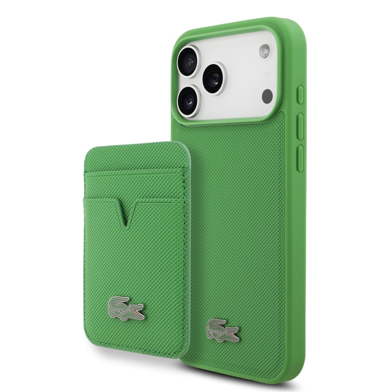 Lacoste Iconic Petit Pique MagSafe zadný kryt + peňaženka pre iPhone 17 Pro Max Green